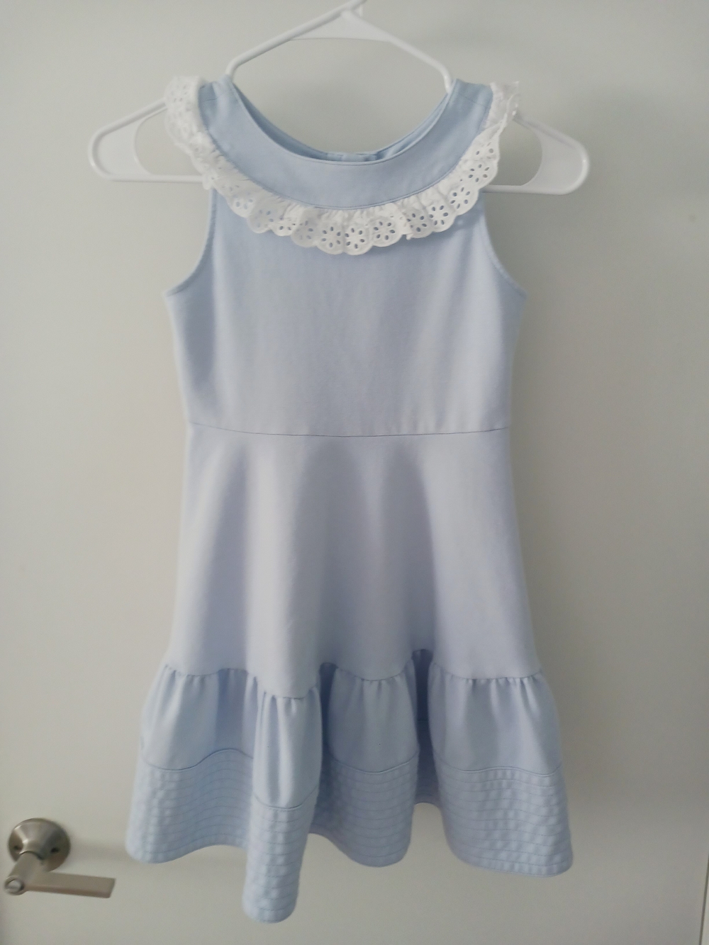 Janie and Jack Light Blue Sleeveless Dress with White Eyelet Collar